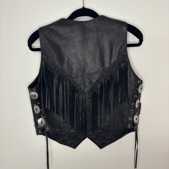 Hot Leathers Fringe Vest with Breast Cancer Awareness Patch Size L - Picture 2 of 6